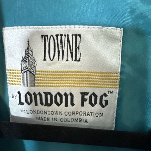 Towne by London Fog Women’s 6P Trench Coat Green Belted Lined Retro Classic - Picture 4 of 9